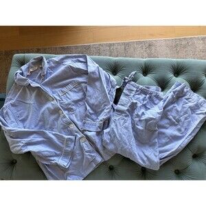 Victorias Secret Vintage Pajama Set Womens Blue Button Sleepwear Loungewear Sz S